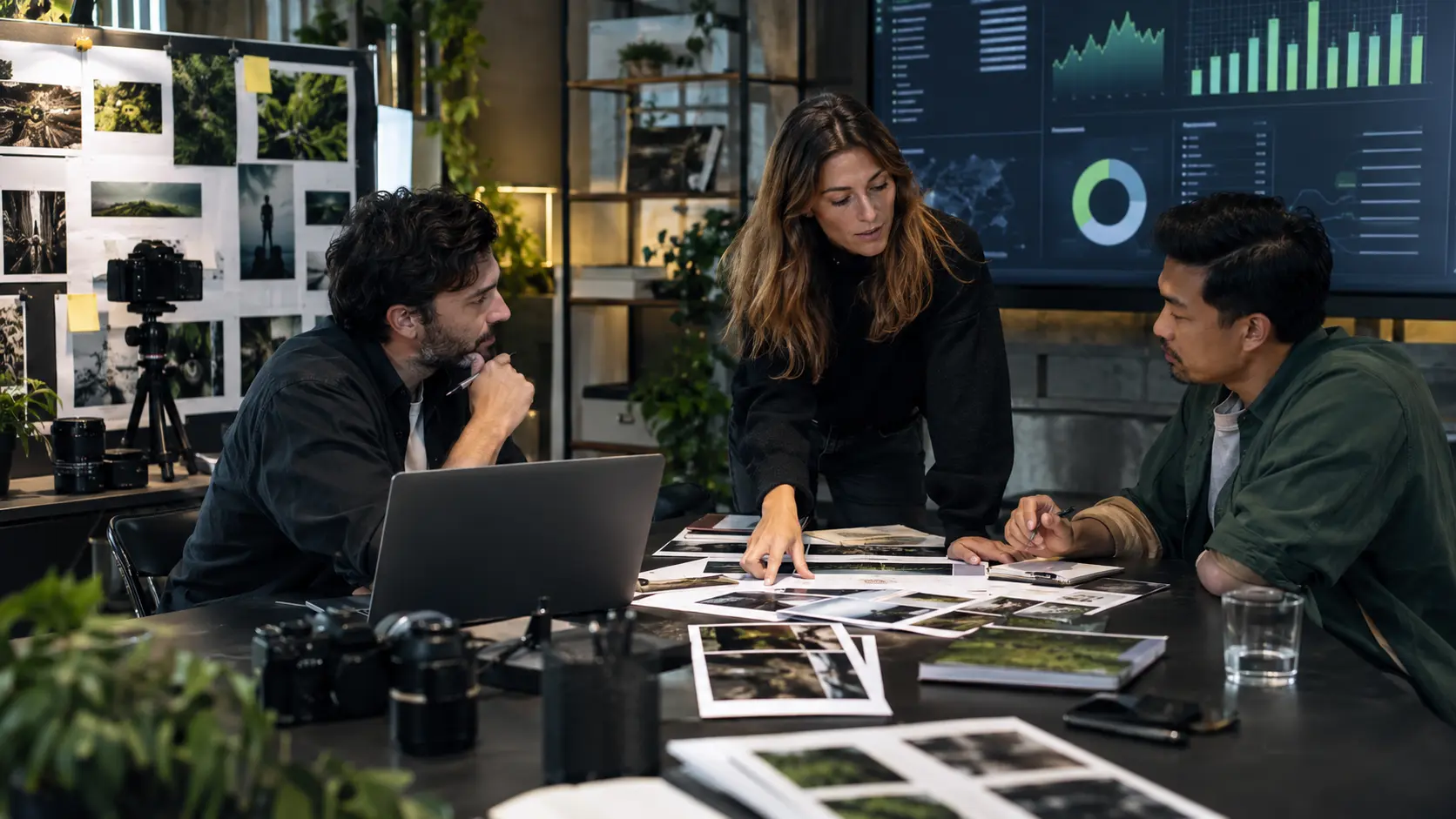 Marketing specialists reviewing campaign performance